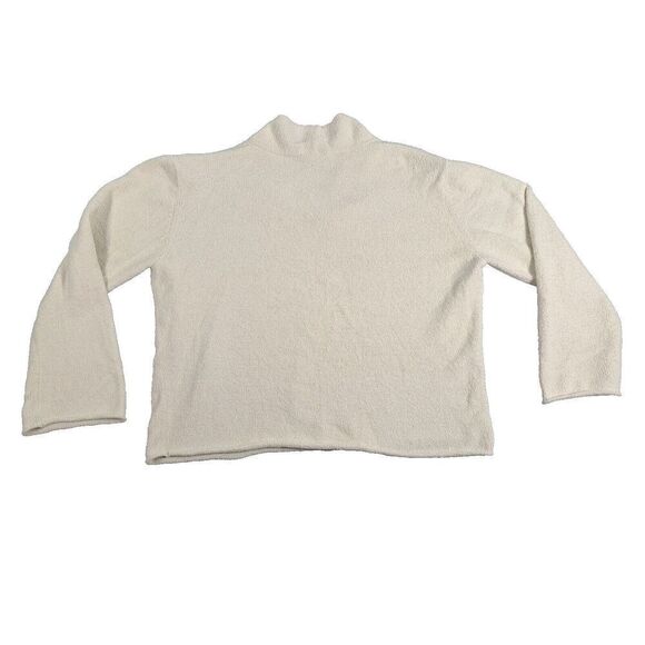 J Jill Sweater Shirt Womens Medium Cropped Beige Longsleeve Pullover Sherpa - Picture 2 of 5